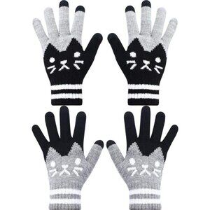 Touch Screen Gloves Womens Winter Knit Phone Gloves Warm Stretch 2 Pair